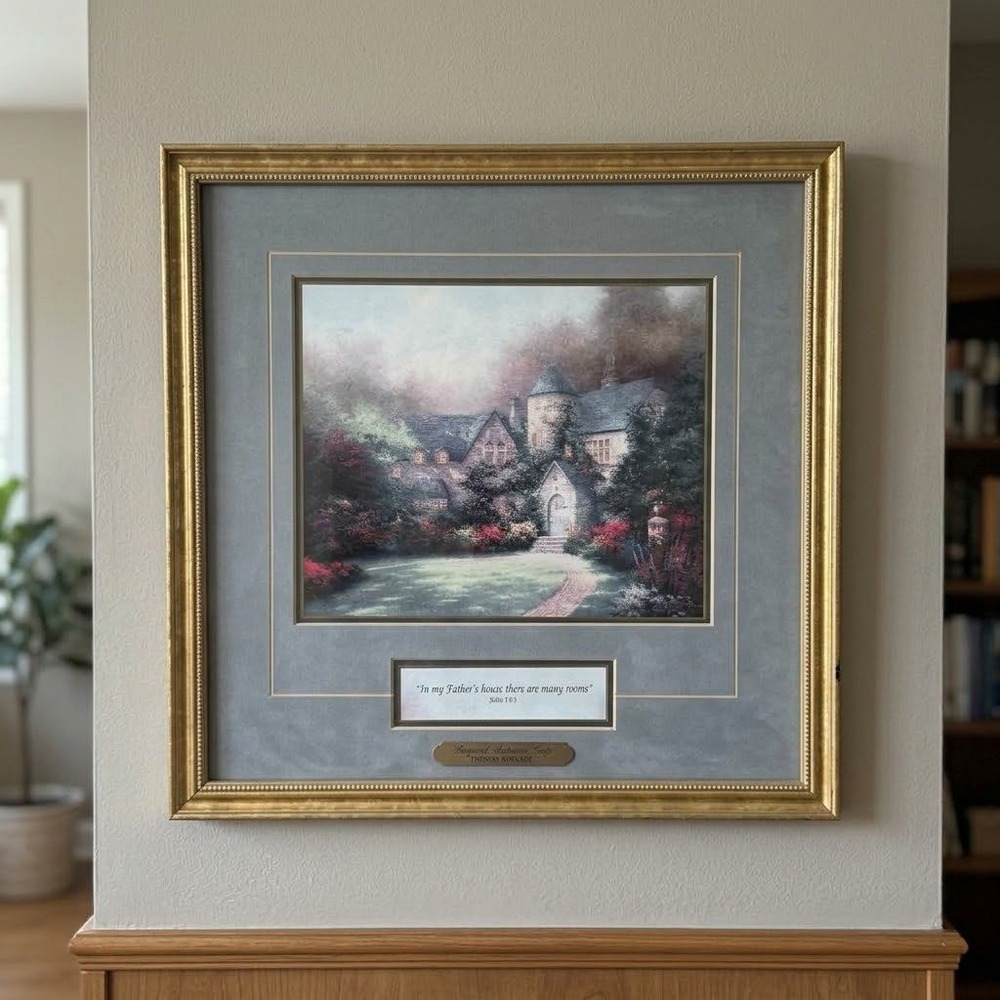 Vintage Thomas Kinkade Beyond Autumn Gate Framed Accent Print Cottagecore